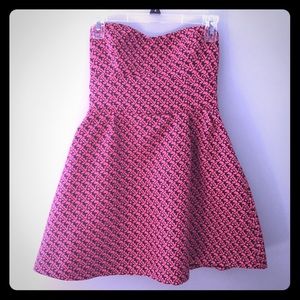 Strapless pink and black dress